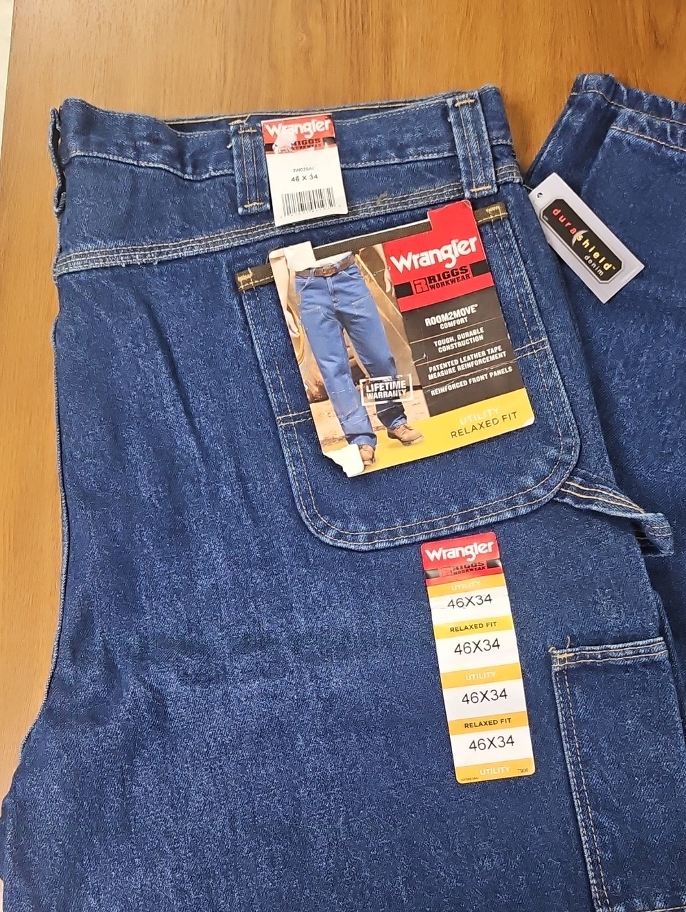 Wrangler Men's Relaxed Fit Denim Jeans - Indigo  Blue 46X34